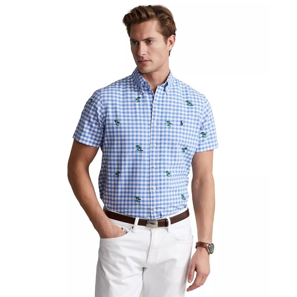 NWT POLO RALPH LAUREN Men's POLO SHIRT XXL Classic-Fit Palm Tree Oxford